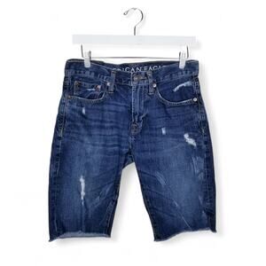 AMERICAN EAGLE OUTFITTERS Denim Shorts Distressed Raw Hem Jorts 6793775562-28